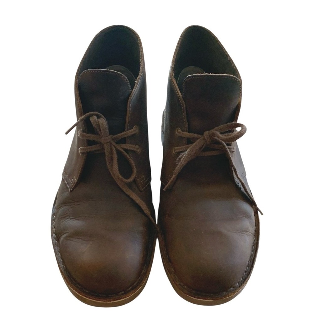 Clarks Bushacre 2 Chukka Boots Mens 10.5 Brown Leather Lace Up Ankle Shoes